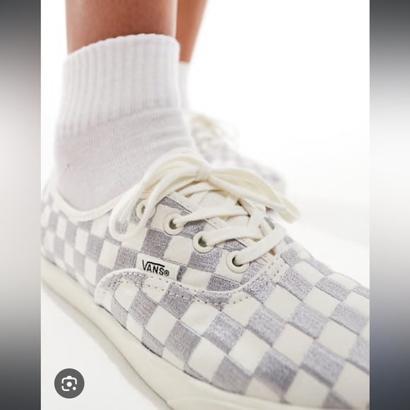 VANS | Authentic Lowpro embroidered sneakers in gray checkerboard print - Picture 1 of 12